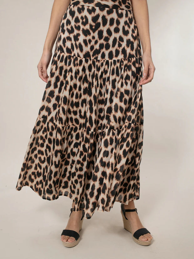 Nooki Design Dominica Tiered Leopard Skirt