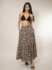 Nooki Design Dominica Tiered Leopard Skirt