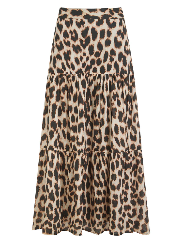 Nooki Design Dominica Tiered Leopard Skirt