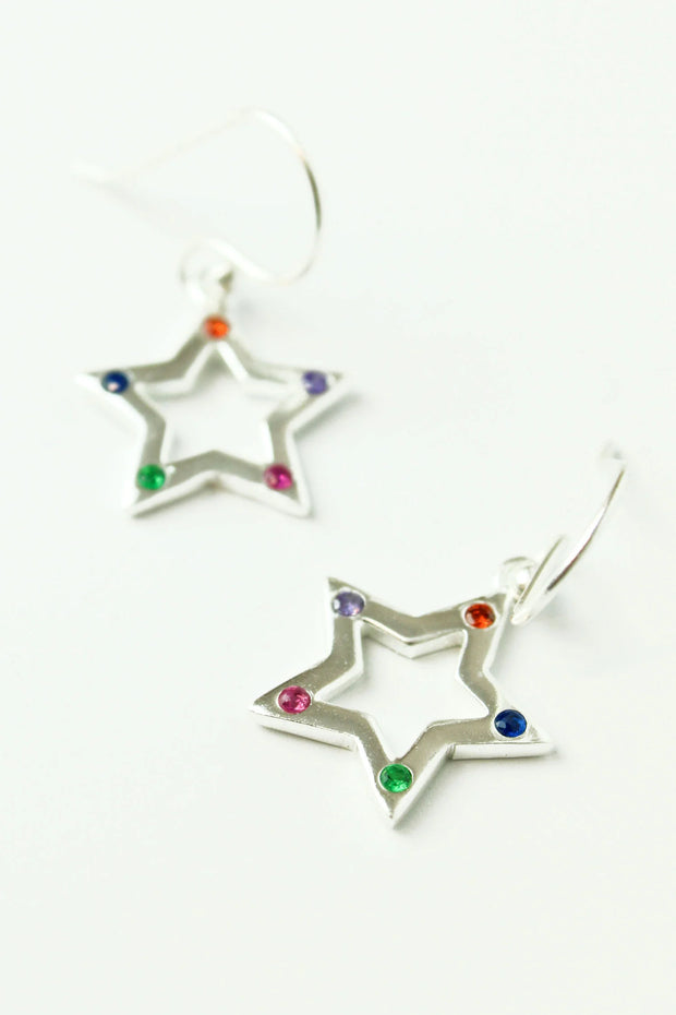 Star Silver Gem Earrings