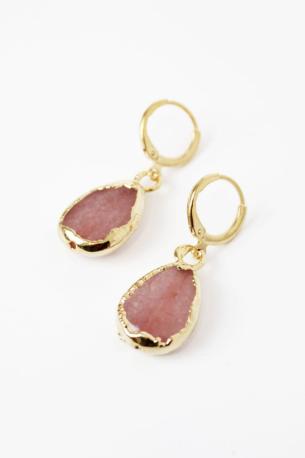 Rose Quartz Semi Precious Earrings