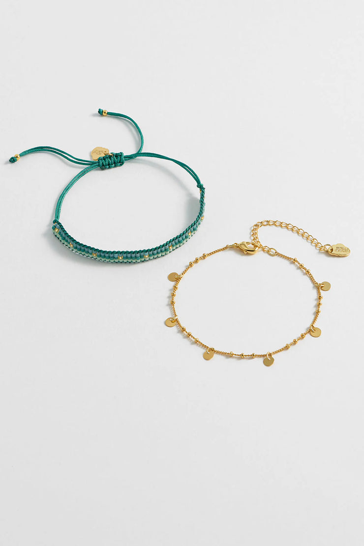 Woven Duo Beaded Charm Bracelet Set - Follow The Fun