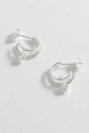 Duo Pave Star Hoops - Silver Plated