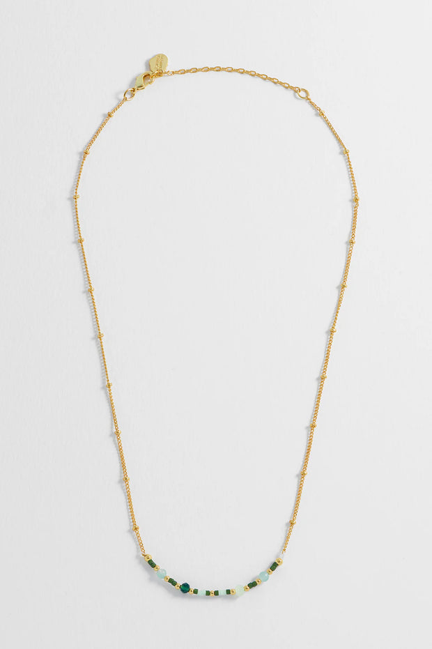 Mini Green Beaded Chain Necklace - Calm