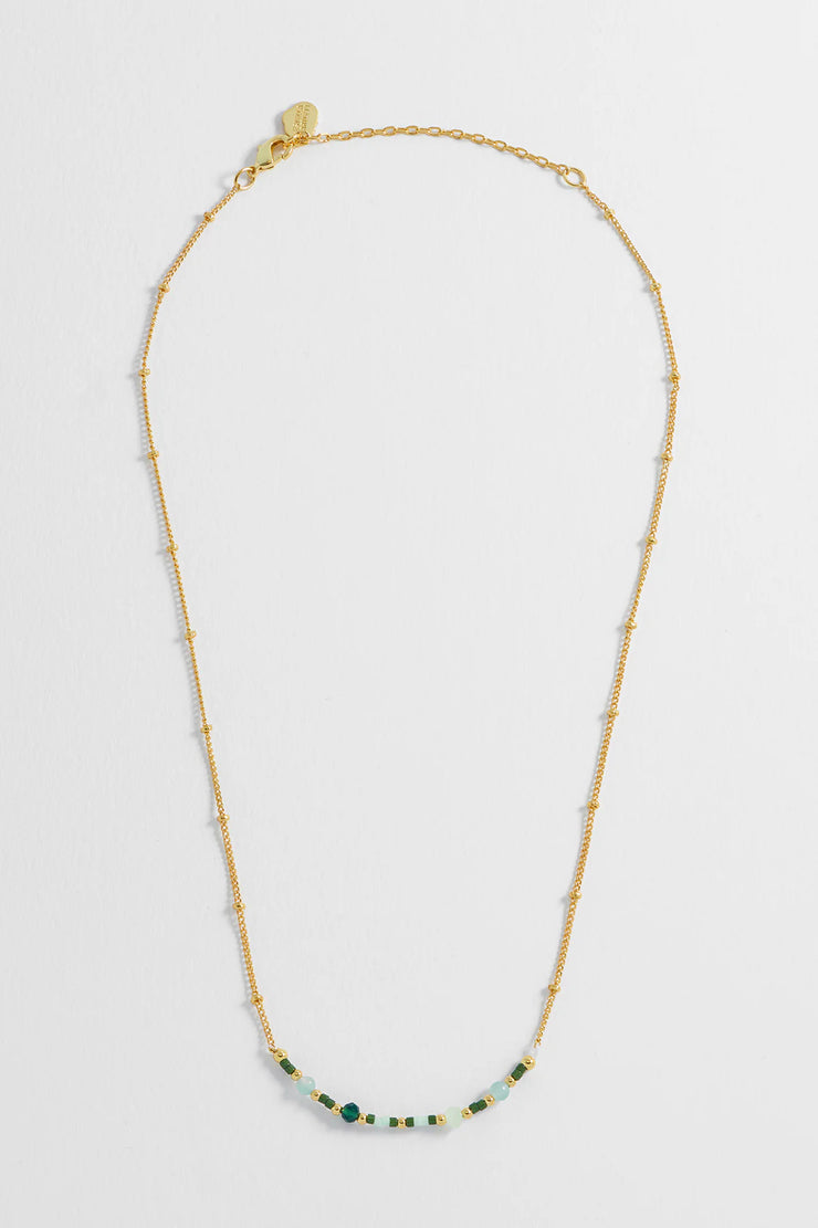 Mini Green Beaded Chain Necklace - Calm