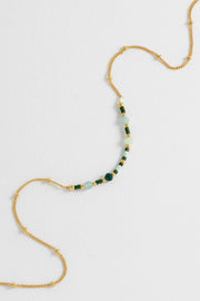 Mini Green Beaded Chain Necklace - Calm