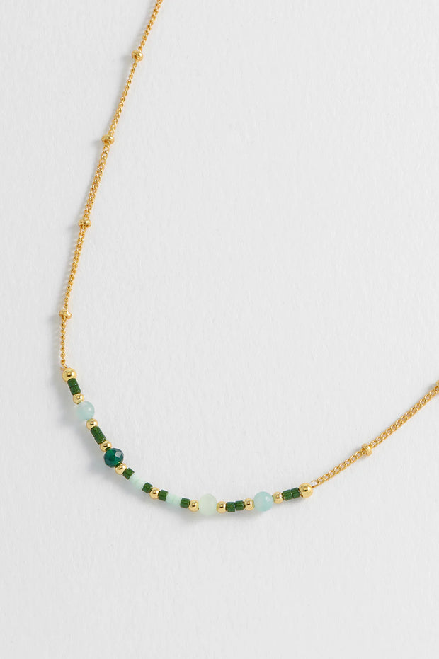 Mini Green Beaded Chain Necklace - Calm