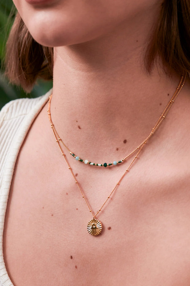 Mini Green Beaded Chain Necklace - Calm