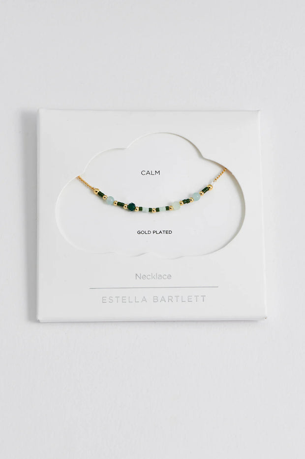 Mini Green Beaded Chain Necklace - Calm