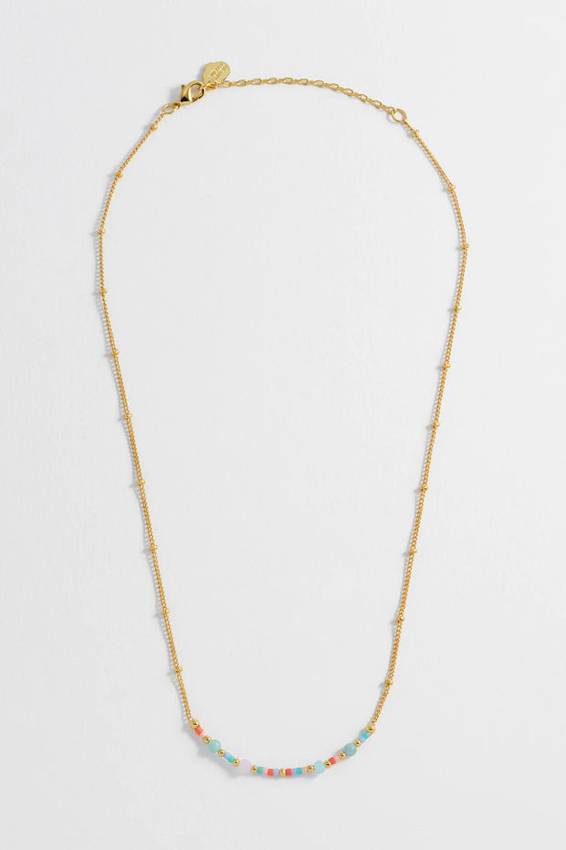 Mini Mixed Beaded Chain Necklace - Love