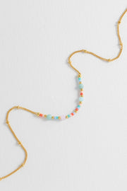Mini Mixed Beaded Chain Necklace - Love