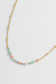 Mini Mixed Beaded Chain Necklace - Love