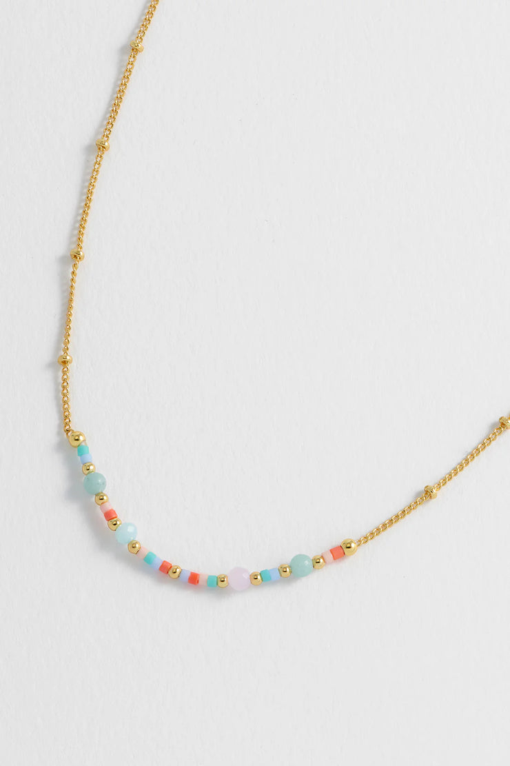 Mini Mixed Beaded Chain Necklace - Love