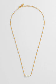 Beaded Chain And Pearl Necklace - Gold