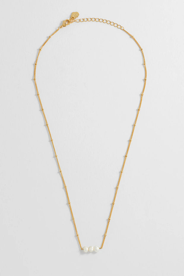 Beaded Chain And Pearl Necklace - Gold