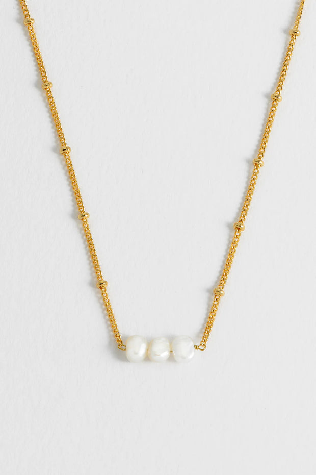 Beaded Chain And Pearl Necklace - Gold