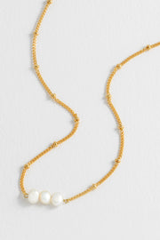 Beaded Chain And Pearl Necklace - Gold