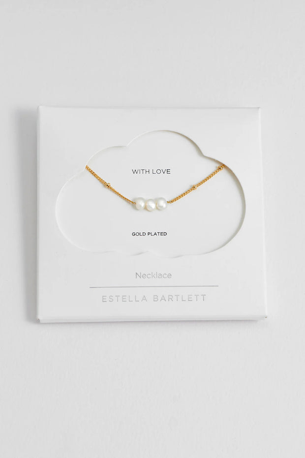 Beaded Chain And Pearl Necklace - Gold