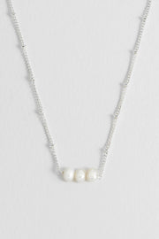 Beaded Chain And Pearl Necklace - Silver