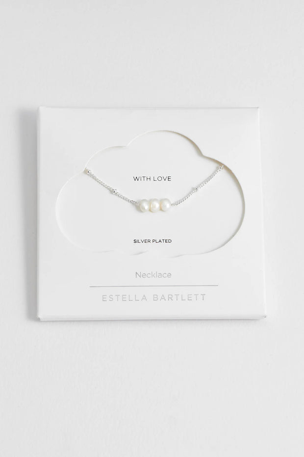 Beaded Chain And Pearl Necklace - Silver