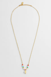 Flower Shell Bead & Chain Necklace