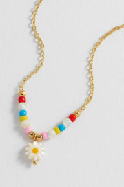 Flower Shell Bead & Chain Necklace