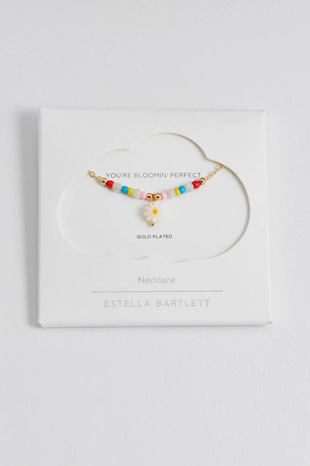 Flower Shell Bead & Chain Necklace