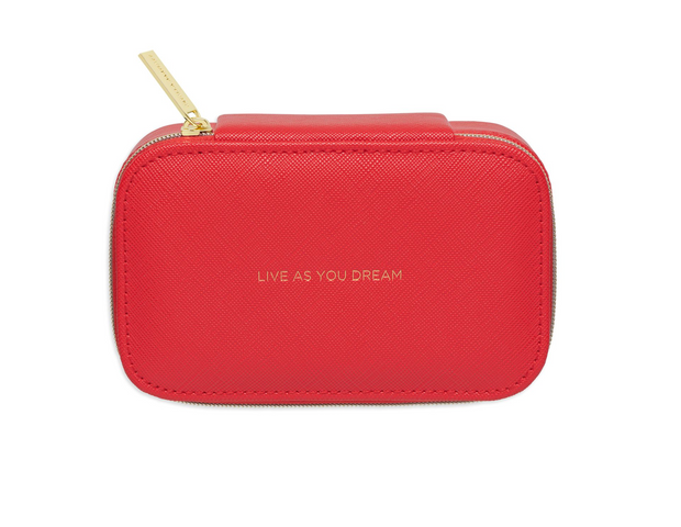 Mini Jewellery Box - Red 'Live As You Dream'