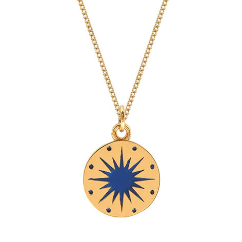 Lime Tree Enamel Gold Vermeil North Star Necklace: Midnight Blue