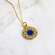 Lime Tree Enamel Gold Vermeil North Star Necklace: Midnight Blue