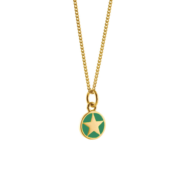 Lime Tree Mini Enamel Gold Vermeil Star Necklace - Green or Jade