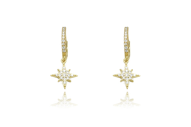 Boho Betty Earrings - Cohan Gold Cz Star Hoops