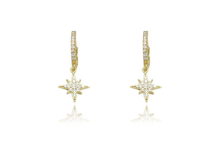Boho Betty Earrings - Cohan Gold Cz Star Hoops
