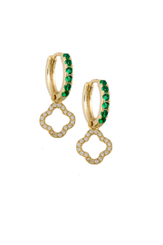 Atelier 18 Emerald Midi Hoops with Clover Charm