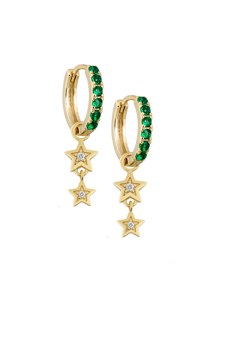 Atelier 18 Emerald Midi Hoops with Starry Night