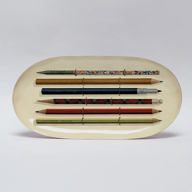 Roomytown Oval Enamel Tray - Vintage Pencils