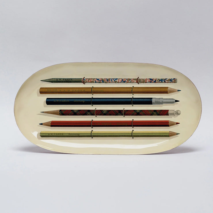 Roomytown Oval Enamel Tray - Vintage Pencils