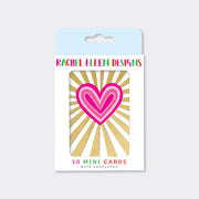 10 Mini Notecards - Neon Heart