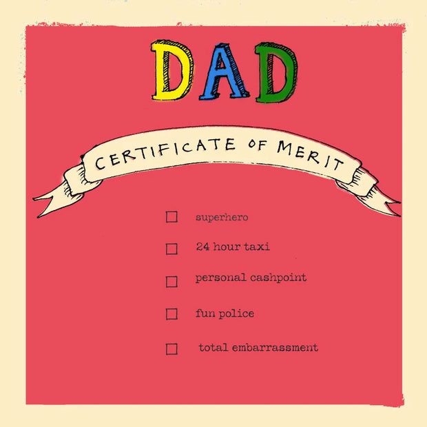 Poet & Painter Dad Certificate Of Merit Card