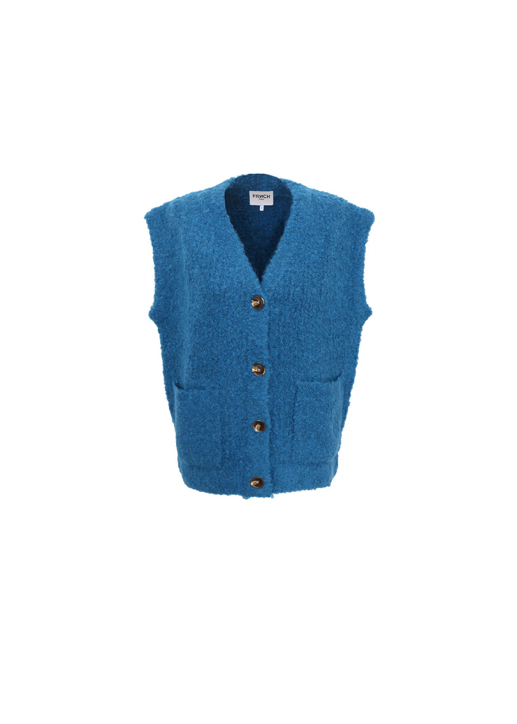 Frnch Magaly Knitted Gilet - Blue Petrol