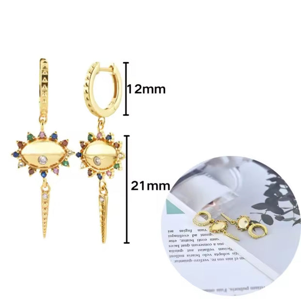 Mini Hoops with Multi Crystal Pendant