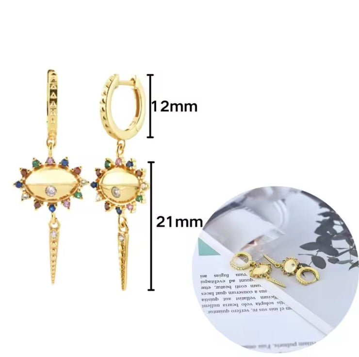 Mini Hoops with Multi Crystal Pendant