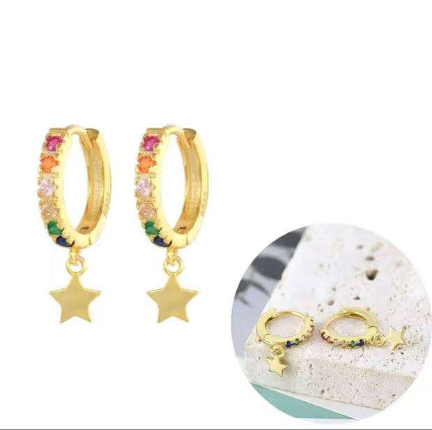 Roxi Gold Star Drop with Multi Coloured Huggies