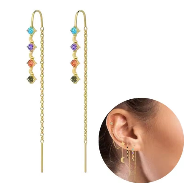 Multi Coloured Chain Drop Earrings