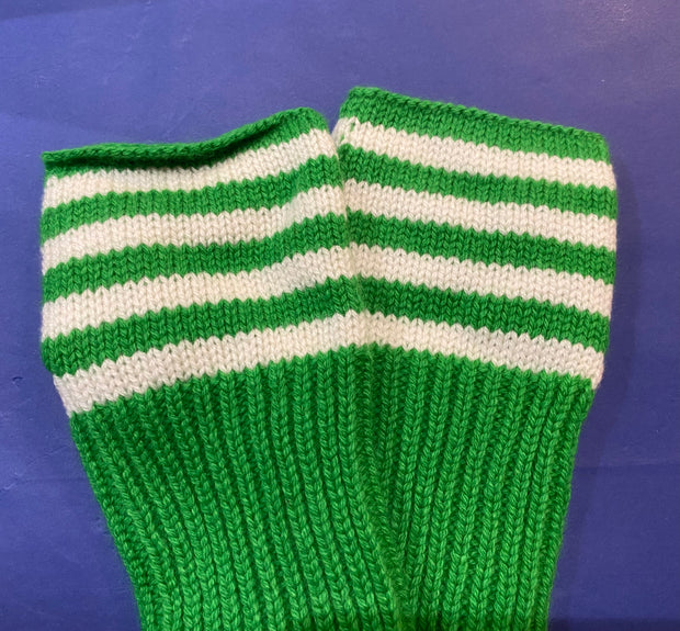 Breton Cashmere Wrist Warmers - Green & White