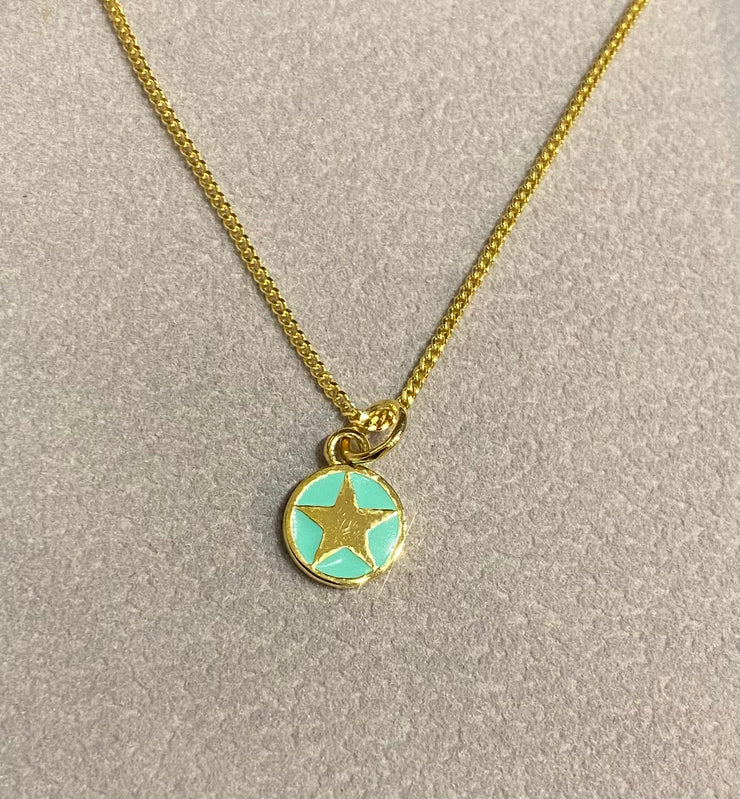 Lime Tree Mini Enamel Gold Vermeil Star Necklace - Green or Jade