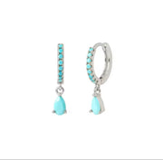 Silver Ella Mini Hoop Earrings with Teardrops