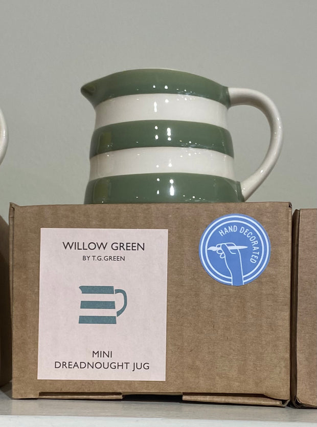Traditional Cornishware Dreadnought Jugs - Willow Green