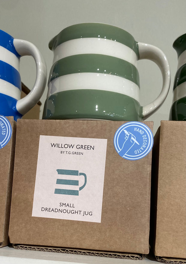 Traditional Cornishware Dreadnought Jugs - Willow Green