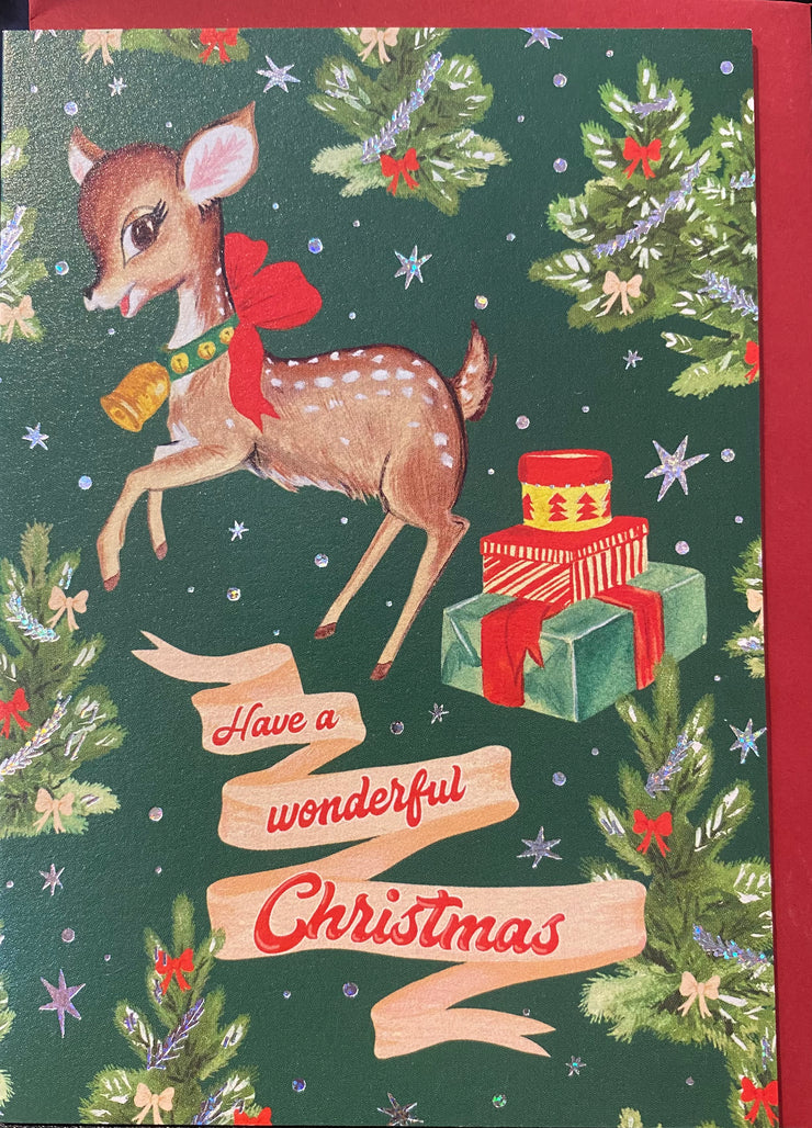 The Art File Christmas Card - Kitschmas Wonderful Christmas Deer